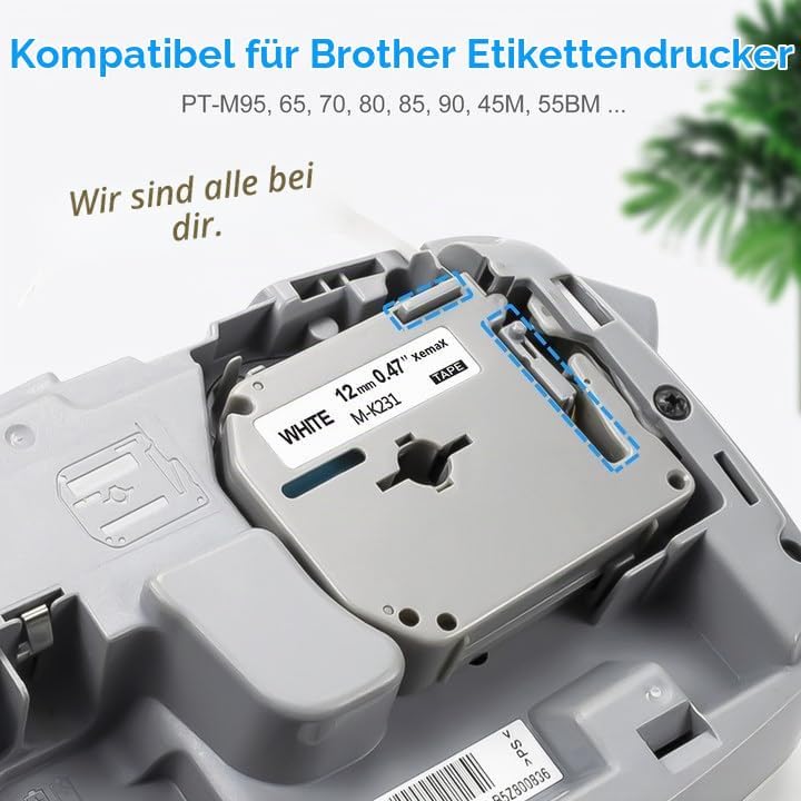 6x XemaX Kompatibel Brother MK231S 12mm Bänder Ersatz für Brother M K231 MK-231 M-K231 MK231 MK 231