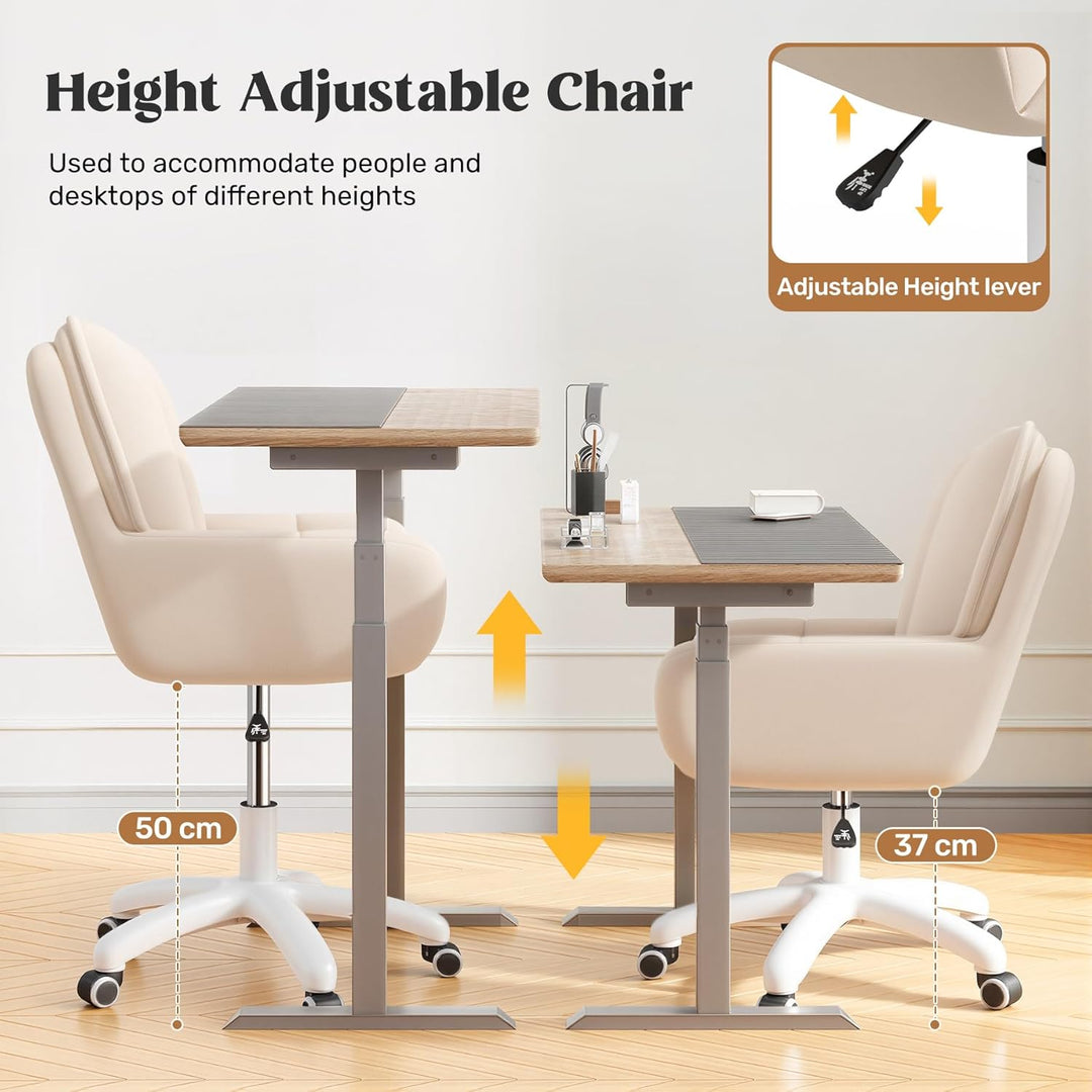 Homeoffice & Schminkstuhl 2-in-1 Ergonomischer Samt Drehstuhl 360°, Höhenverstellbar für Arbeitszimm