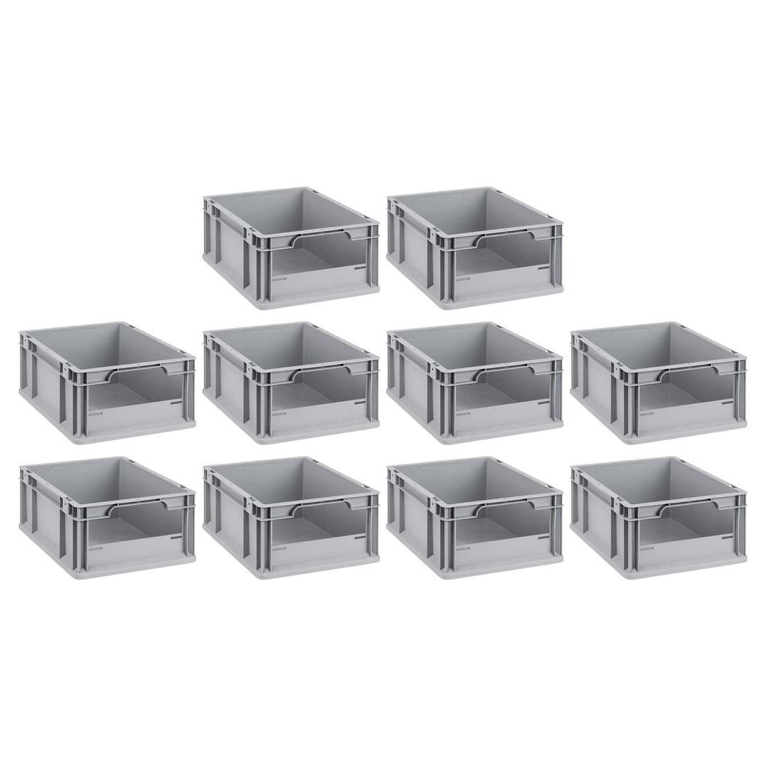 Mega Deal | 10x Proregal Eurobox NextGen Insight | Front offen | HxBxT 17x30x40 cm | Grau HxBxT 17x3