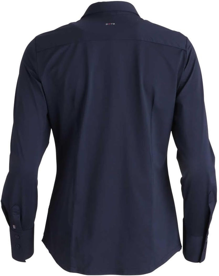 Pure Slim Functional Bluse Hemdenkragen Nachtblau XS Nachtblau, XS Nachtblau