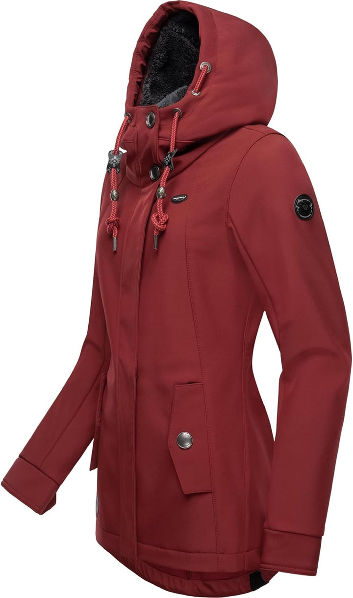 Ragwear Damen Übergangsjacke Funktionsjacke Softshelljacke wasserabweisend mit Kapuze Monadde Softsh
