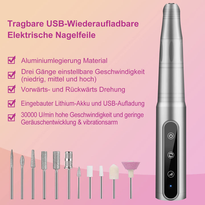 FOLAI Elektrischer Nagelschneider für Gelnägel, Acrylnägel, Hornhautentfernung, 30000 U/min, profess