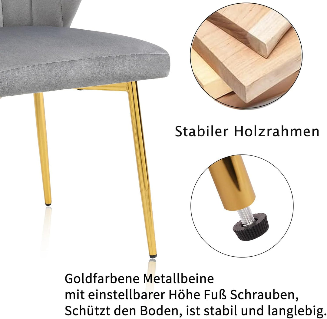 Sepnine® Esszimmerstühle Samt 4er Set, Moderner Küchenstuhl, Polsterstuhl Esszimmer, Ergonomischer E