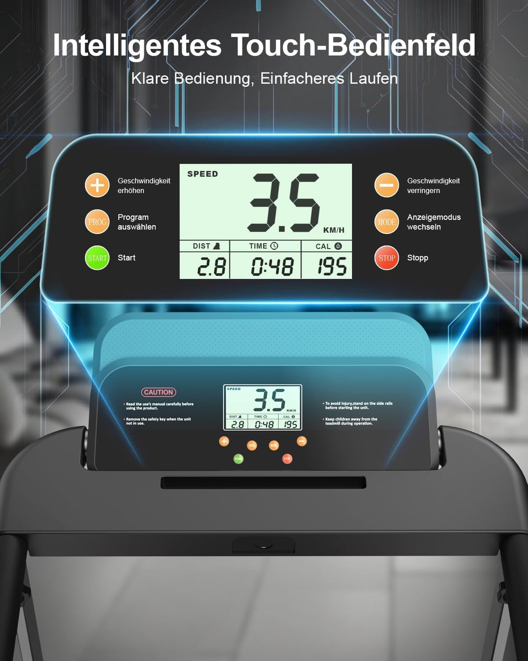 Laufband für Zuhause, Elektrisches Laufbänder mit Griff, Klappbares bis 10Km/H, Treadmill Walking Pa