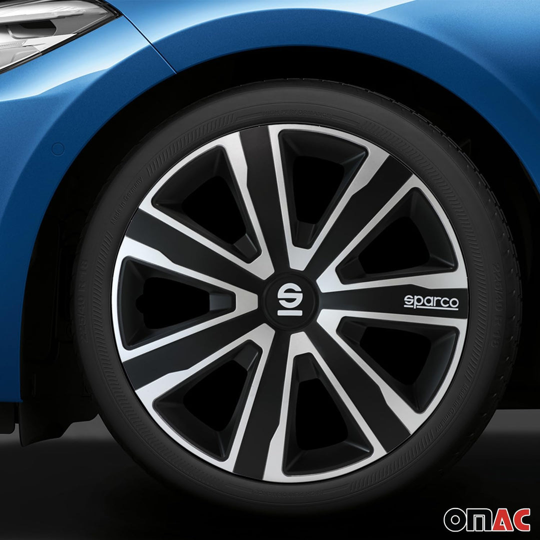 Sparco Radzierblenden Palermo - 14-Zoll - Silber/Schwarz - Satz mit 4 Stück