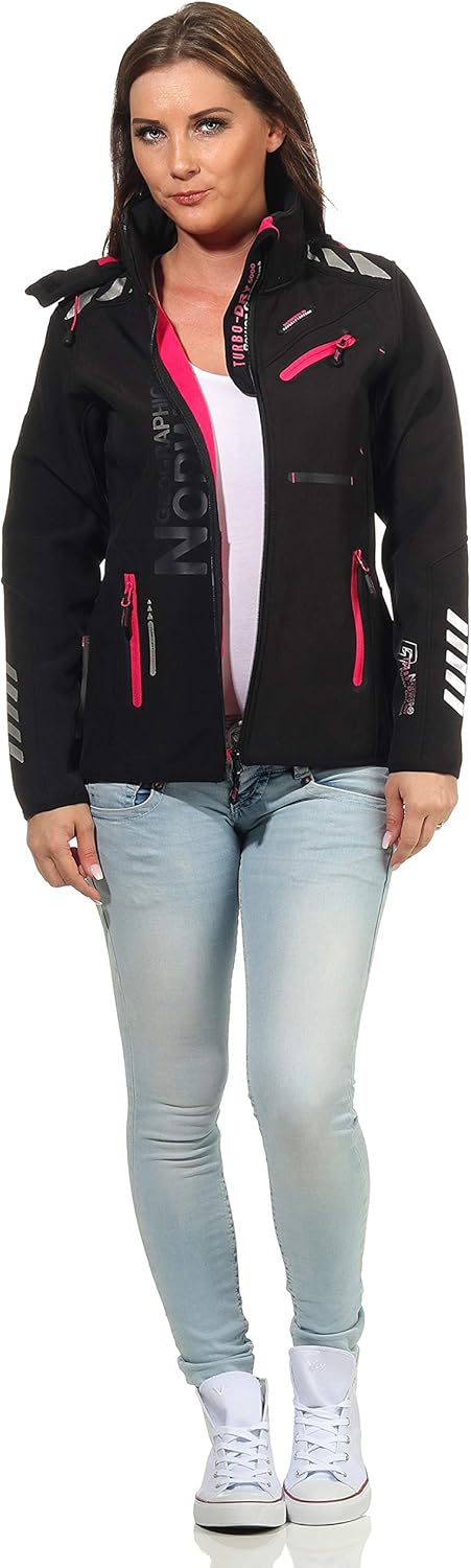 Geographical Norway Damen Jacke Softshell XL Rose - Black/F.Pink, XL Rose - Black/F.Pink