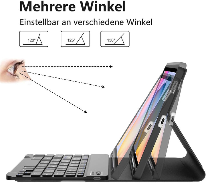 Tastatur Hülle für Samsung Galaxy Tab S6 Lite 10,4 Zoll (2024/2022/2020), Deutsches QWERTZ Magnetisc