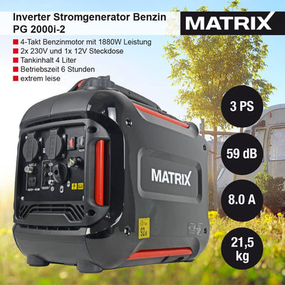 Matrix Notstromaggregat Benzin leise Digitaler Generator Inverter Stromerzeuger Stromaggregat tragba