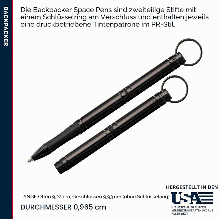 Fisher Space Pen Black Backpacker Keyring Pen, 1 Count (Pack of 1)