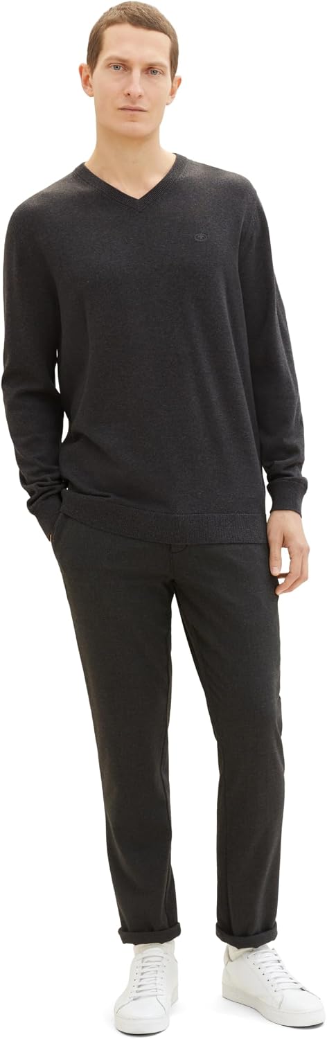 TOM TAILOR Herren Pullover, 10617 - Black Grey Melange