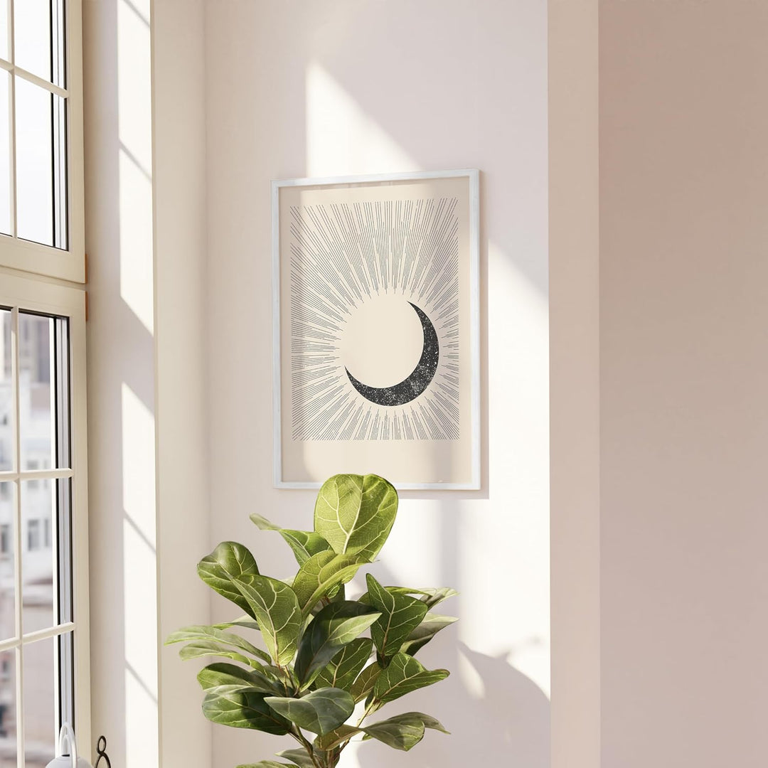 JUNOMI® Sonne und Mond Poster DIN A2, Boho Deko, Minimalistisch, Yoga Zubehör, perfekte Yoga Geschen