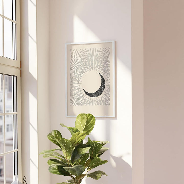 JUNOMI® Sonne und Mond Poster DIN A2, Boho Deko, Minimalistisch, Yoga Zubehör, perfekte Yoga Geschen