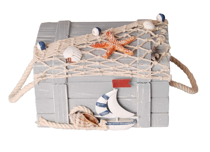 Seemannstruhe aus Holz - im maritimen Look (14,8x10x9cm Holz)