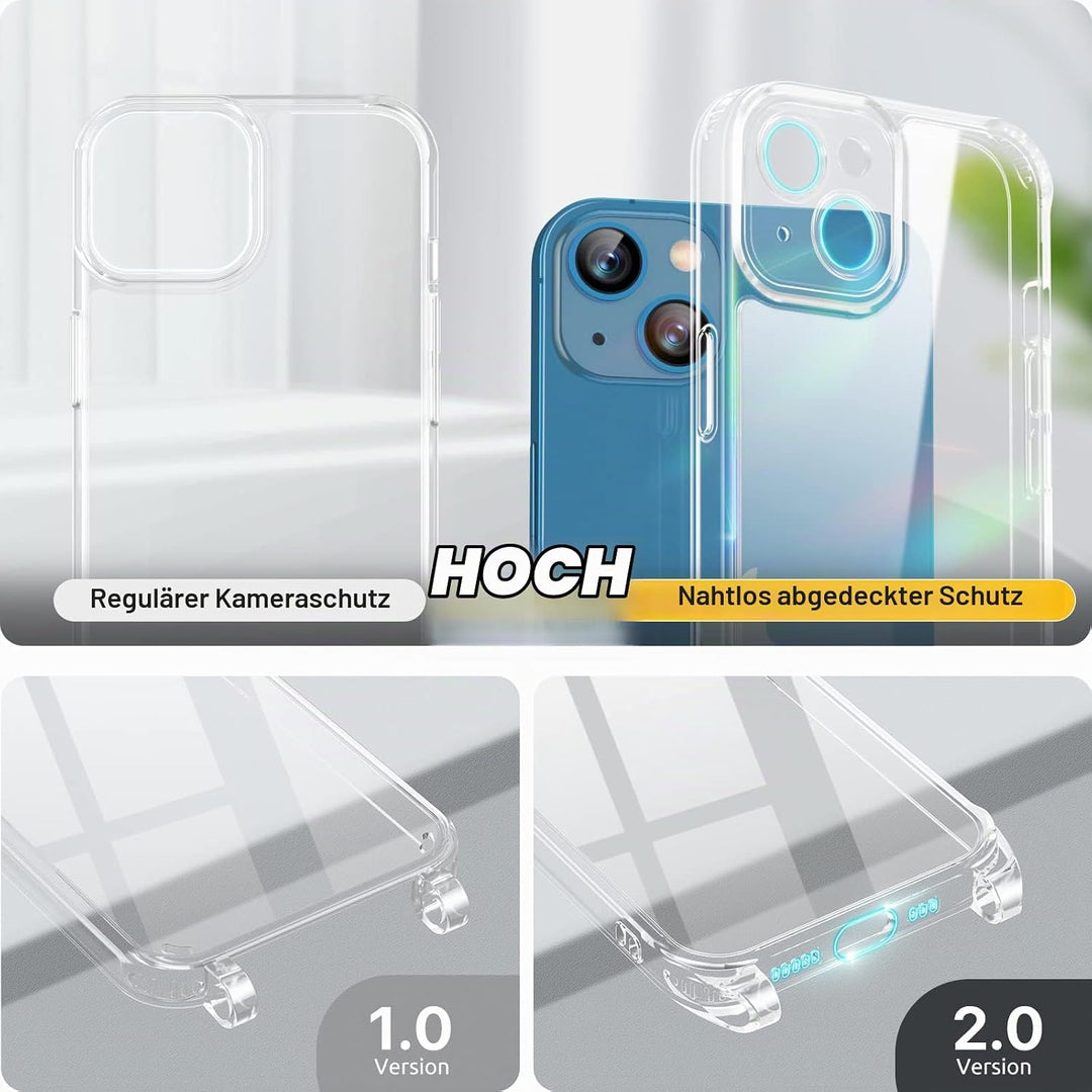 GOODVISH 3 in 1 Handykette für iPhone 13 6,1 Zoll - mit 2 Stück Schutzfolie - Necklace Hülle mit Ban