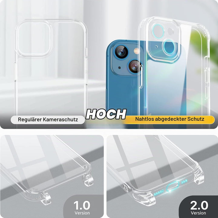 GOODVISH 3 in 1 Handykette für iPhone 13 6,1 Zoll - mit 2 Stück Schutzfolie - Necklace Hülle mit Ban