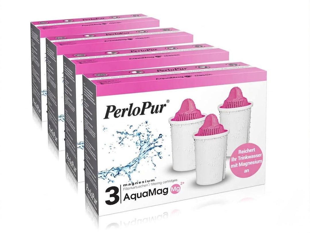 PearlCo - AquaMag classic Pack 12 Filterkartuschen mit Magnesium - passt in Brita Classic Magnesium