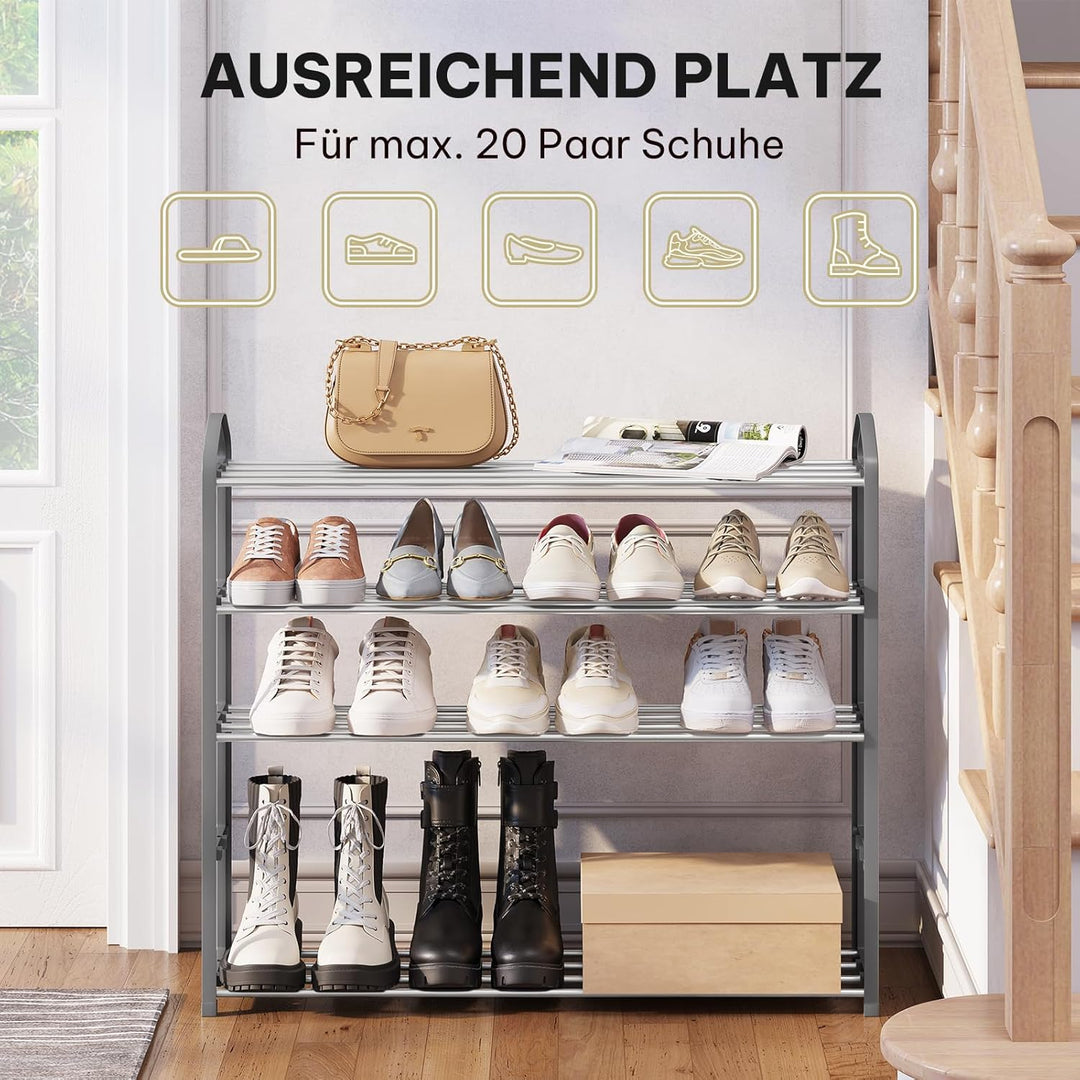 eSituro Schuhregal mit 5 Ebenen leichte Schuhablage für 15-20 Paar Schuhe aus PP-Kunststoff Metall S