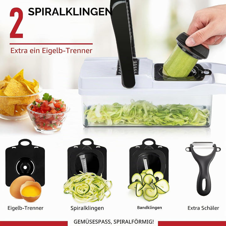 25 in 1 Multifunktionaler Zwiebelschneider Dicer, Spiralizer für Gemüse, Mandoline Hobel, Salat Food