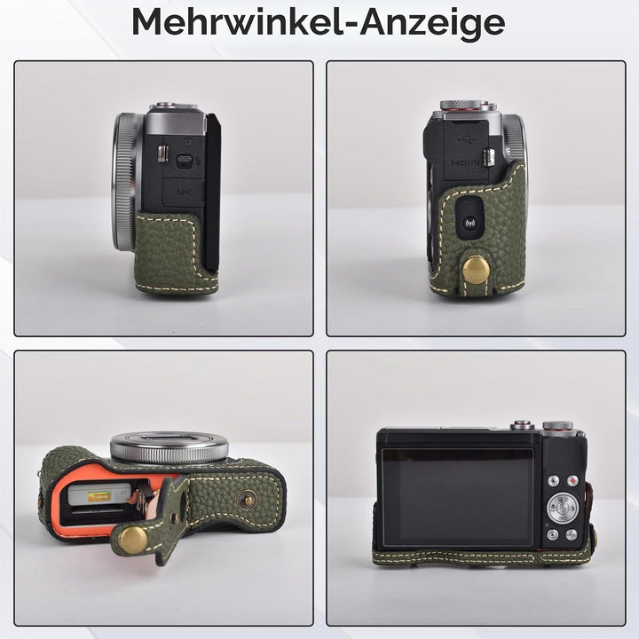 Rieibi G7 X G7X II G7X III Hülle, Vintage Leder Kameratasche für Canon PowerShot G7X G7X Mark II G7X