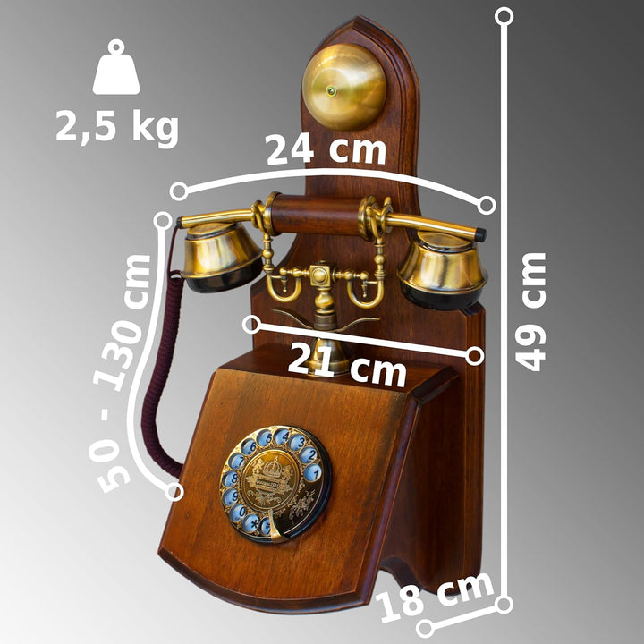 Opis 1921 Cable - Modell D - Wandtelefon Retro/Altes Telefon mit Wählscheibe/Festnetztelefon Retro/A