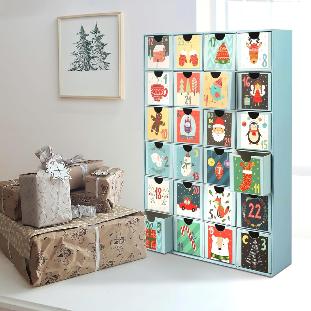 Adventskalender zum Selbst Befüllen – 24 wiederverwendbare Boxen (6x6x6 cm), Kalender DIY, ideal für