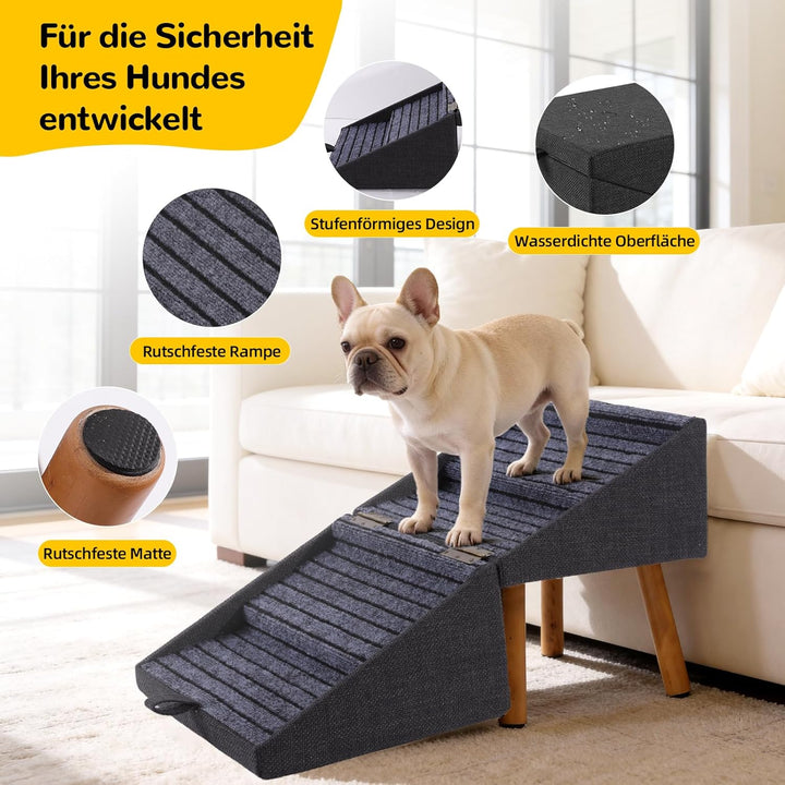 Hundetreppe für kleine Hunde, 2-in-1-Trittleiter und Ottomane – zusammenklappbare Hundetreppe für da