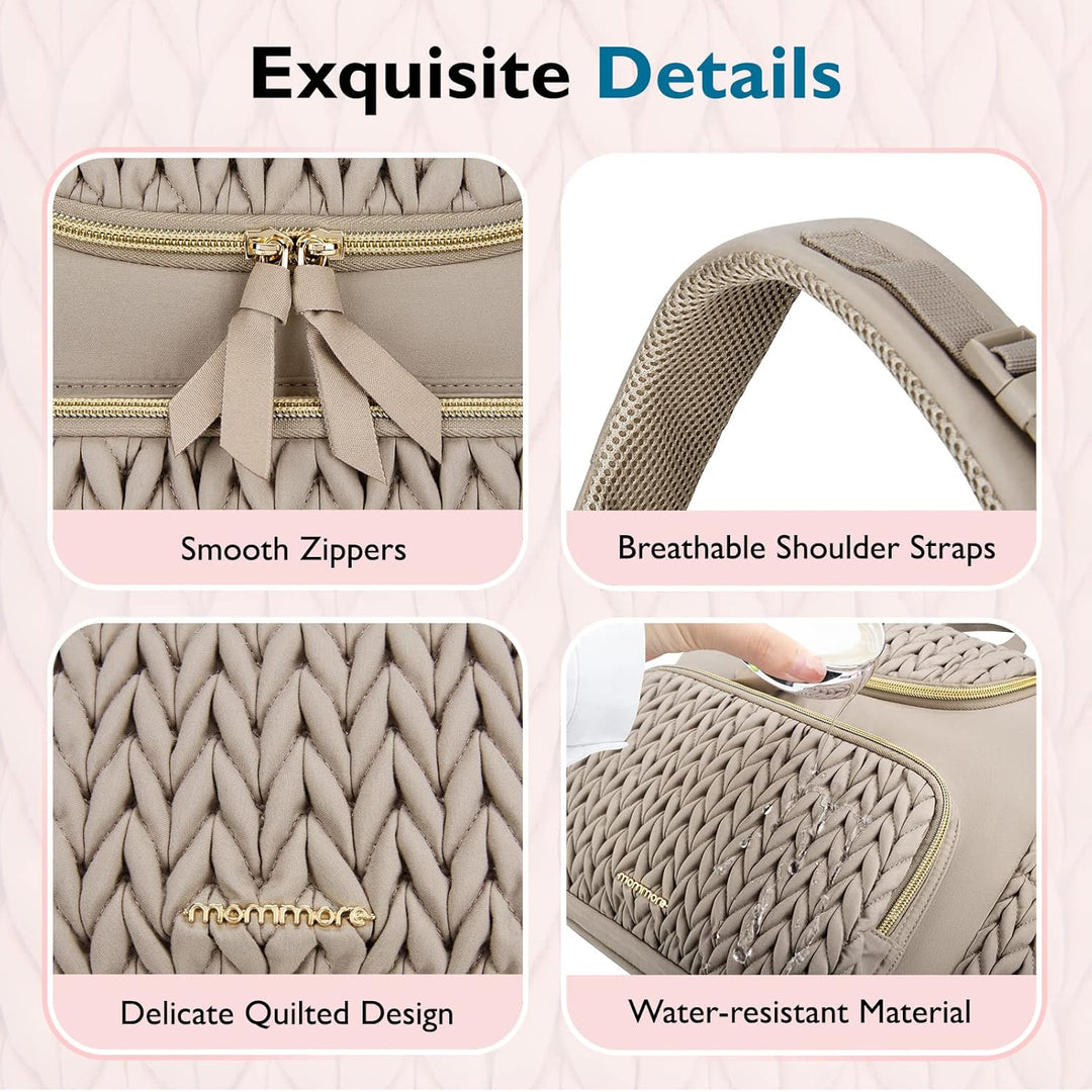 mommore Wickeltasche, kleiner Wickelrucksack, stylischer Baby-Reiserucksack mit isolierten Fächern,