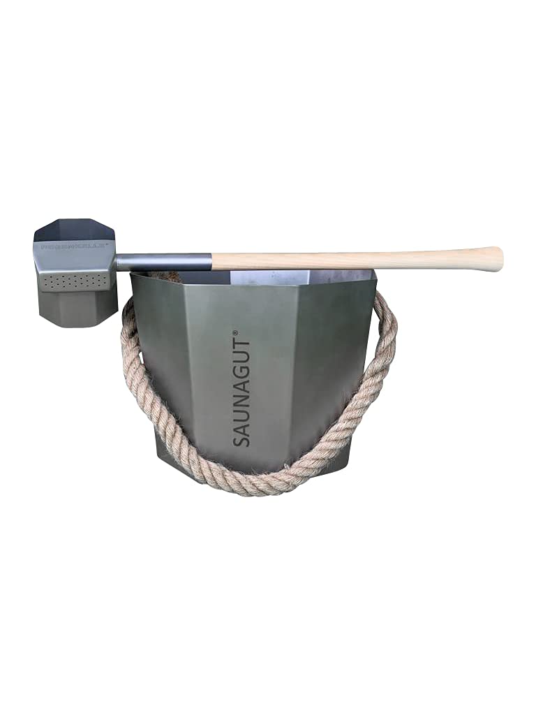 SAUNAGUT® Edelstahl- Eimer mit der REGENKELLE® im Set! (Klein, Ahorn) Klein Ahorn, Klein Ahorn
