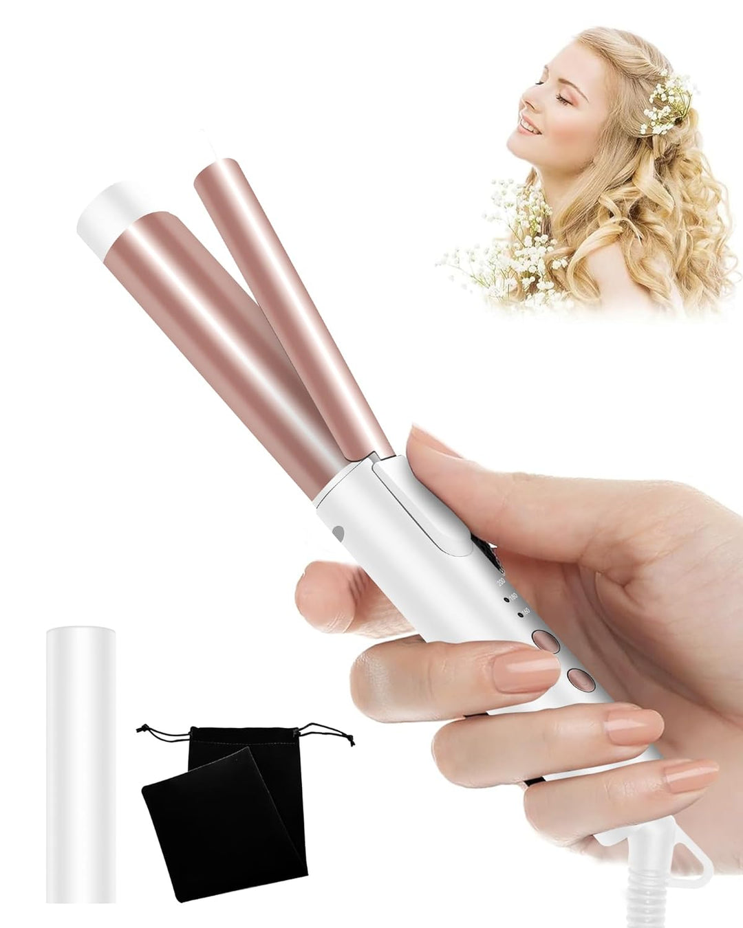 Lockenstab Kurze Haare, Mini Lockenstab 25mm, Reise Lockenstab mit Aufbewahrungstasche, mini lockens