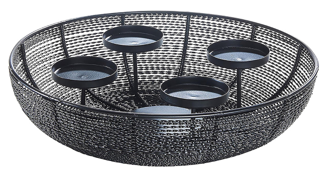 Kobolo Dekoschale Kerzenhalter Adventskranz Draht - aus Metall - schwarz - für 4 Kerzen - 38 cm