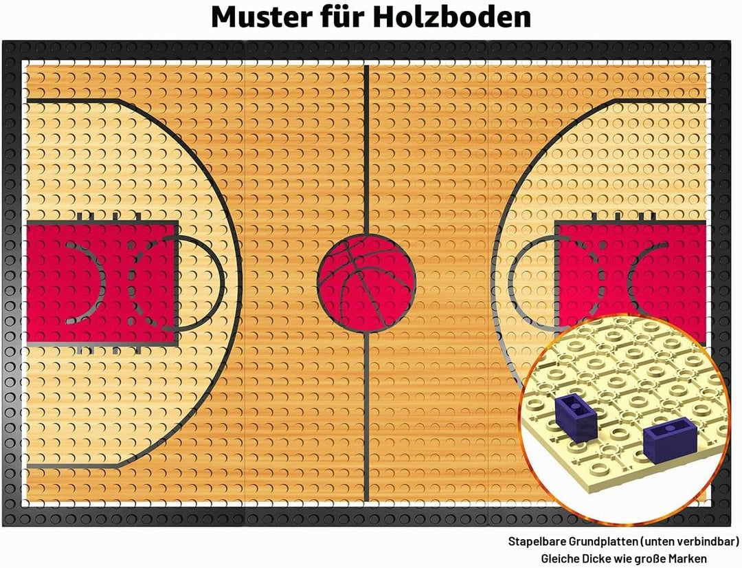 Nicolababe Baustein Bildungsspielzeug - Basketballplatz Grundplatten und Sätze von 2 Basketballständ