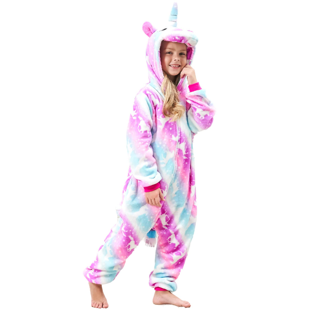 Weiche Einhorn Schlafstrampler Strampelanzug Einhorn Schlafoveralls für Mädchen 4-5 Jahre Rosa/Lila