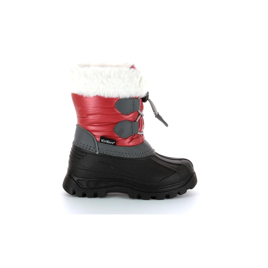 Kickers Unisex Kinder Sealsnow Schneestiefel 30 EU Rouge Noir Gris, 30 EU Rouge Noir Gris