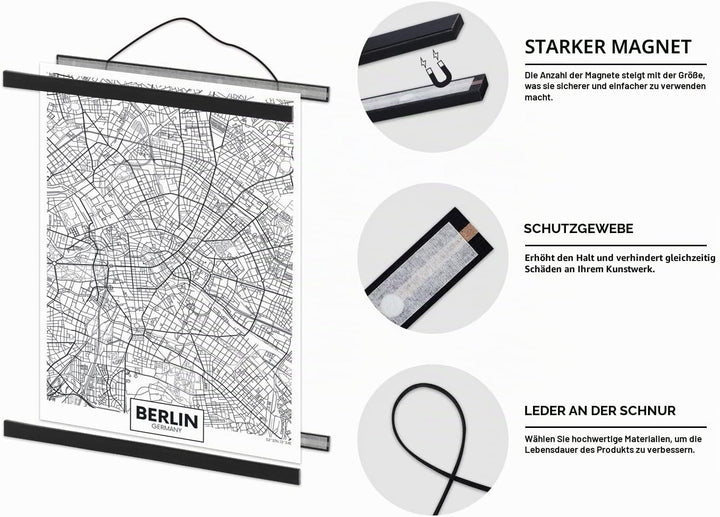 Benjia Magnetisch Posterschiene, Magnet Magnetische Posterrahmen Holz Posterleiste Posterhänger für