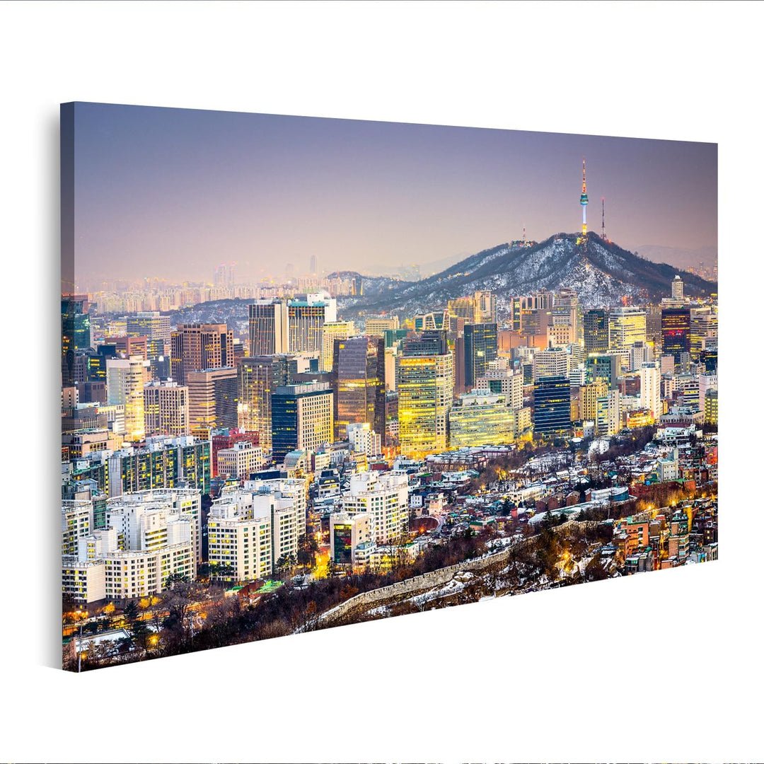 bilderfelix® Bild auf Leinwand Seoul Südkorea Stadtsilhouette Wandbild Poster Leinwandbild SVV 100x5