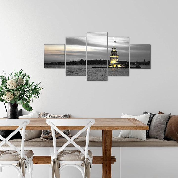 Runa Art Wandbilder Istanbul Türkei 5 Teilig Bild auf Vlies Leinwand Deko Wohnzimmer Schlafzimmer Le