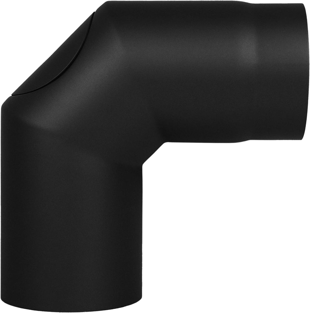 LANZZAS Ofenrohr Bogen 90° Grad mit Tür (2x 45°), im Durchmesser, DN Ø 150 mm, Farbe: schwarz-metall