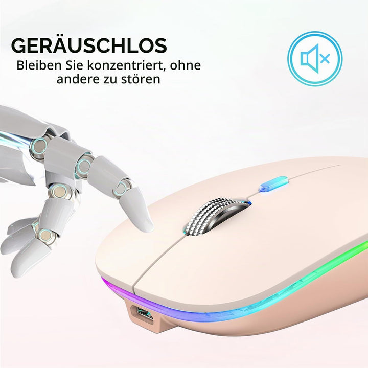 Uiosmuph Bluetooth Maus Kabellose, LED Funkmaus wiederaufladbar Leise Wireless Mouse 2.4GHz Kabellos
