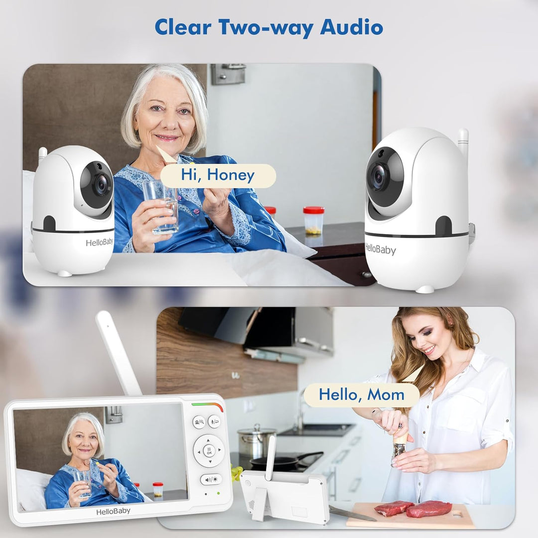 HelloBaby 6" Babyphone mit Kamera ohne WLAN, 4000mAh, IPS, HB6560 | 355° Schwenk &amp; 120° Neige, Nacht