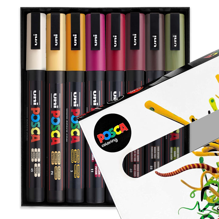 Posca – PC-3M – Farbmarker-Kunststifte – 0,9–1,3 mm – 8er-Set in Geschenkbox (Autumn Tones), Autumn