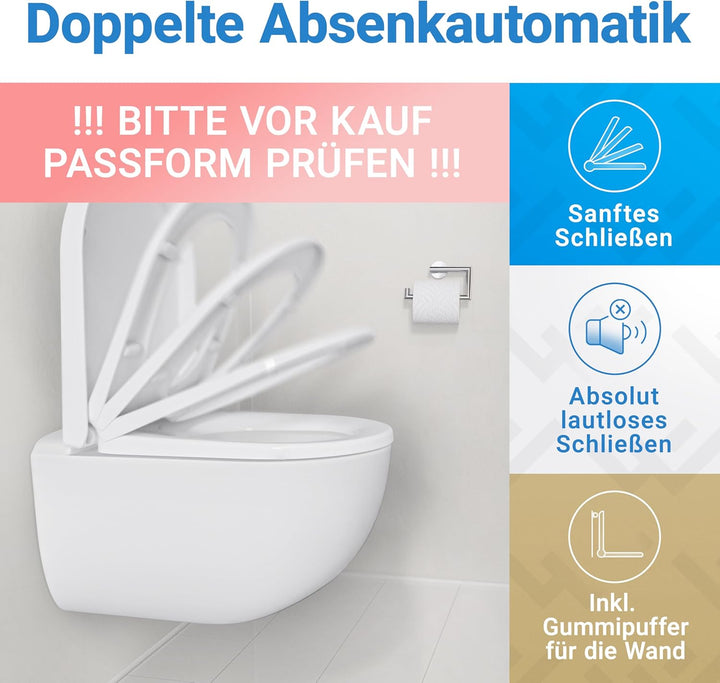 LOBENSWERK Toilettendeckel D Form [KURZ] einfache Montage | Klodeckel mit Absenkautomatik | Toilette