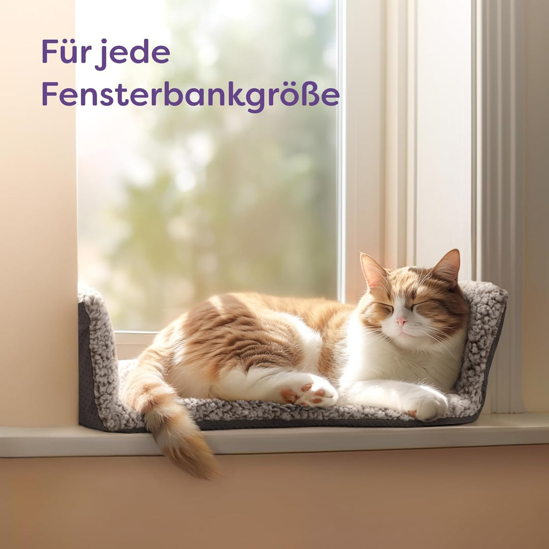Katzen Fensterliege Fensterbank rutschfest – Selbstwärmende Katzenmatte für Fenster 90x28cm – Weich