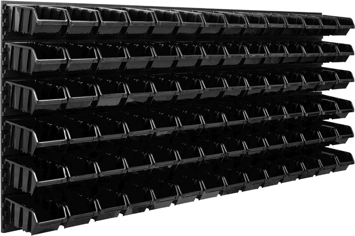 Lagersystem Werkstattregal | 172 x 78 cm | 84 stck. Box | Wandregal mit Stapelboxen - Wandplatten Ex