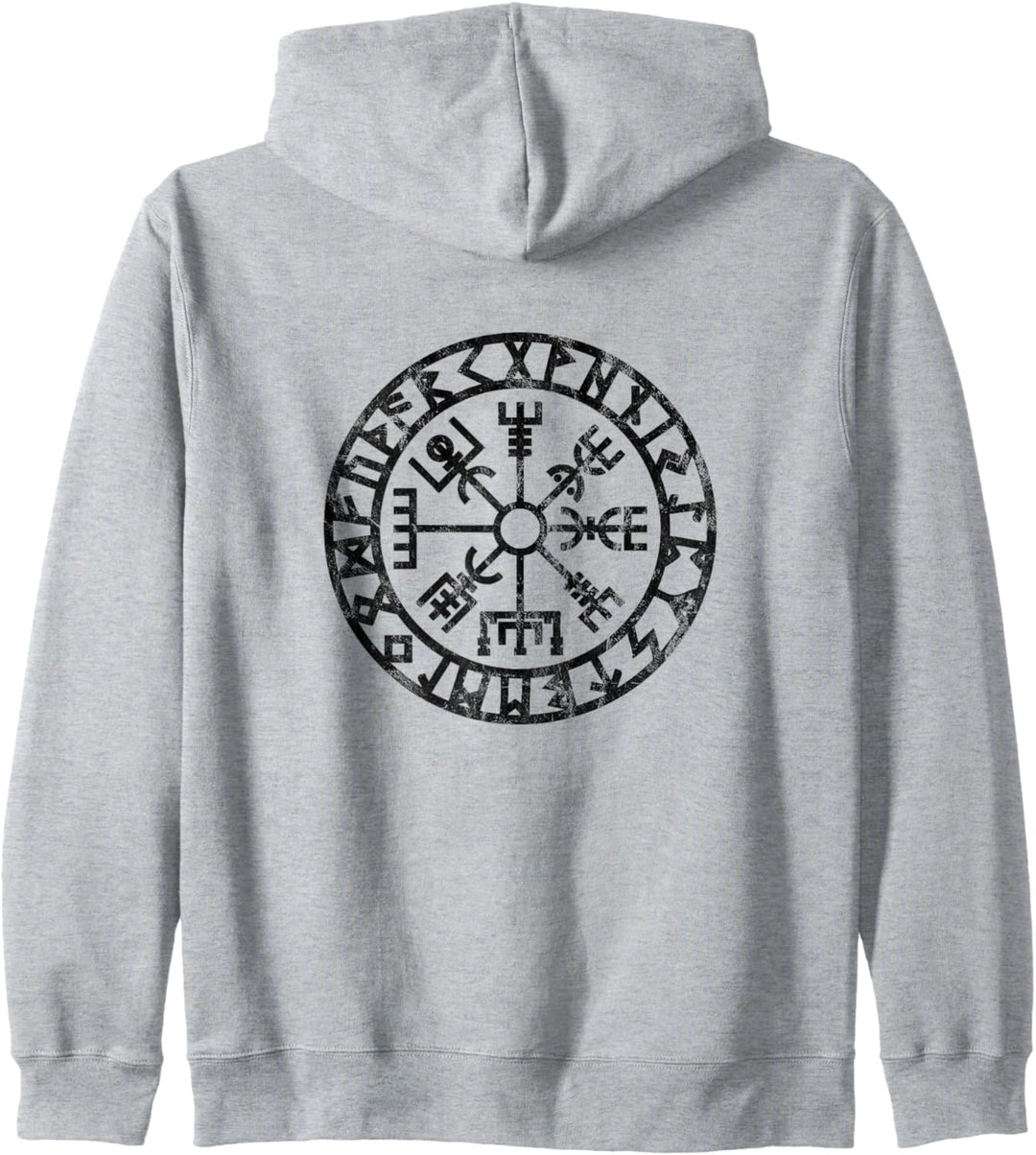 Vegvisir Wikinger Kompass Rune Schutz Symbol Kelten Nordisch Kapuzenjacke