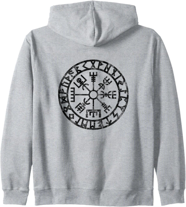Vegvisir Wikinger Kompass Rune Schutz Symbol Kelten Nordisch Kapuzenjacke