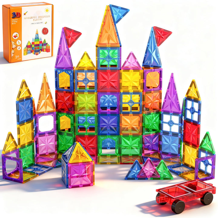 Perbabe Magnetische Bausteine, 61 Teile Magnete Kinder Stärker Magnetbausteine 3D STEM Montessori Sp
