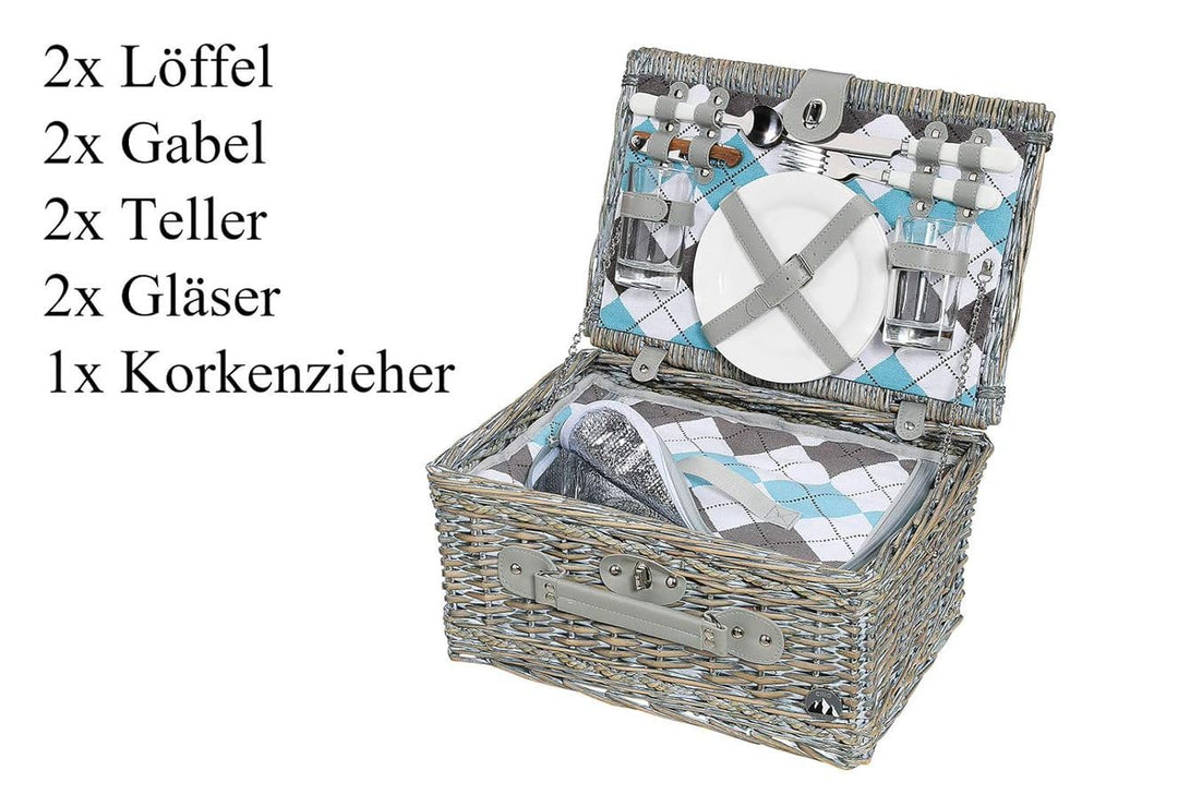 Cilio 0000155716 Picknick-Korb Stresa deluxe, Holz, braun, 19,8 x 30,6 x 41,4 cm