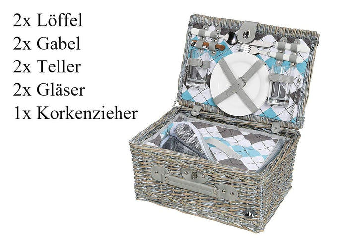 Cilio 0000155716 Picknick-Korb Stresa deluxe, Holz, braun, 19,8 x 30,6 x 41,4 cm