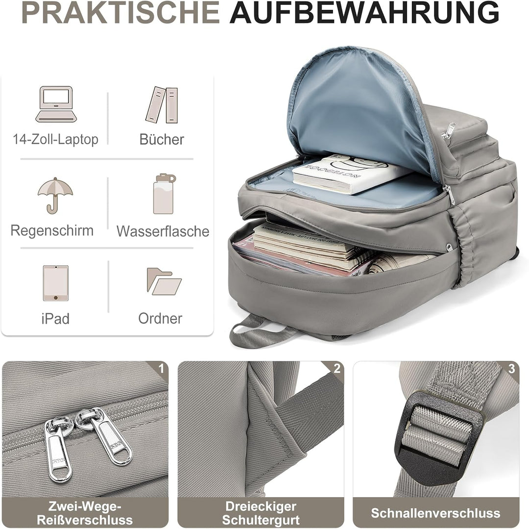 Rucksack Damen Herren, Leichter Schulrucksack Teenager Mädchen Jungen, Wasserabweisend Uni Rucksack
