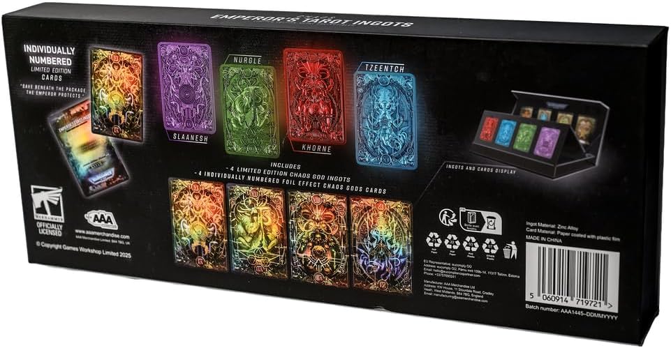 Warhammer 40.000 Imperial Tarot Ingot Gods 4‑Pack – offiziell lizenziertes Metall-Sammlerset, Ausste